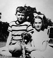 kids with dog while sitting