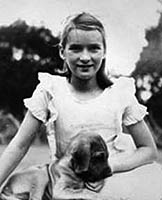 young girl and puppy