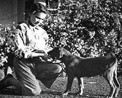 lady with puppy posed